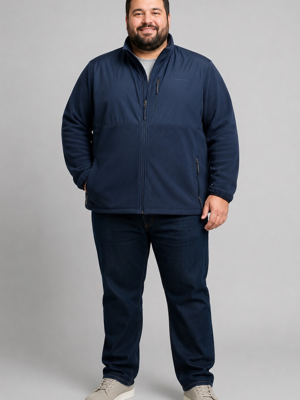 Lands’ End Men’s T200 Hybrid Fleece Jacket Navy 3XL